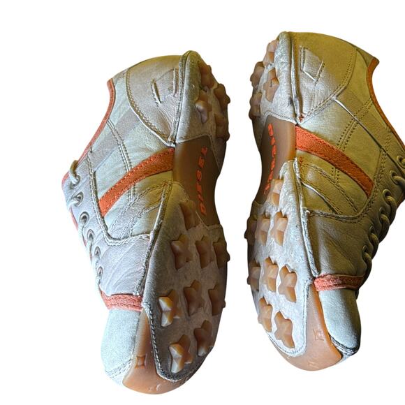 Diesel Rollie Low Top‎ Sneakers Women's US 6.5 Tan Orange Leather Rubber Sole - Picture 8 of 10